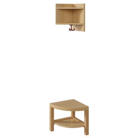 Garderoben-Außenecke, Ergänzung für Komplettgarderoben mit einfacher Ablage B/T: 35x35 cm, 2teilig, gerundete Bank, mit Schuh- und Eckablage, für Garderoben ohne Stütze (rechts/links) Garderoben-Außenecke, Ergänzung für Komplettgarderoben mit einfacher Ablage B/T: 35x35 cm, 2teilig, gerundete Bank, mit Schuh- und Eckablage, für Garderoben ohne Stütze (rechts/links)-image