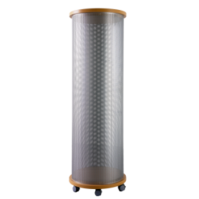 Litfaßsäule mit Lochblech, fahrbar B/H/T: 70x213x70 cm, Infosäule rund aus feuerhemmendem Material-image