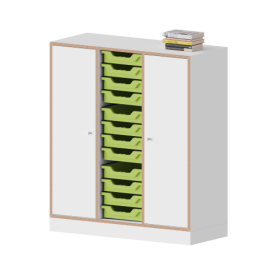 qickly® Schrank, 3 Ordnerhöhen, 2 Türen mit Schloss, 12 kleine Ergo Tray Boxen B/H/T: 104,2x110,5x42,6 cm-image