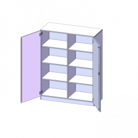 Schrank, 4 Ordnerhöhen - Serie evo180 B/H/T: 120x154x60 cm, 2 Türen, abschließbar, mit Mittelwand, mit Sockel (81 mm)-image