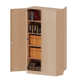Raumteiler Schrank, 5 Ordnerhöhen - Serie evo180 B/H/T: 100x190x60 cm, 2 Türen, wechselseitig angeordnet, abschließbar, mit Sockel (81 mm)-image