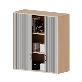 Aufsatzschrank mit Rollo, 3 Ordnerhöhen - Serie evo180 Breite 120 cm, Gesamthöhe 108 cm, Querrollladen, abschließbar, mit Mittelwand-image
