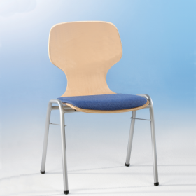 Schalenstuhl mit Sitzpolster und Rundrohrgestell, stapelbar Stapelstuhl mit Sitzpolster und Vierfuß- Rundrohrgestell-image