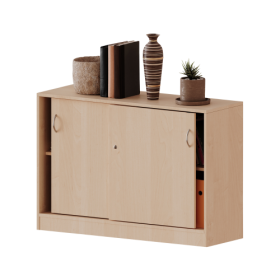 Schiebetürenschrank, 2 Ordnerhöhen - Serie evo180 B/H/T: 100x82x50 cm, abschließbar, mit Mittelwand, mit Sockel (81 mm)-image