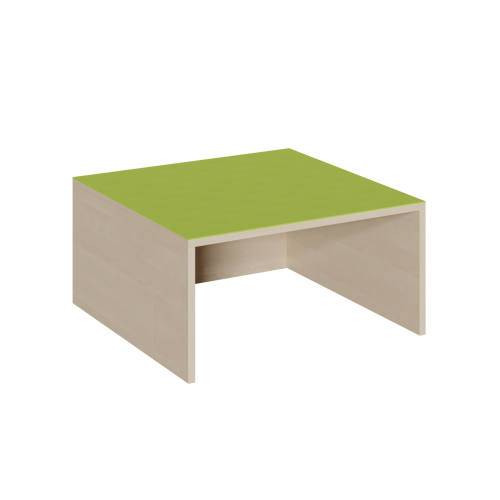 Quadrat-Podest einseitig offen, Linoleum-Deckplatte B/T: 70x70 cm, Höhe wählbar, mit Nische in Seite für Rollkasten offen-image