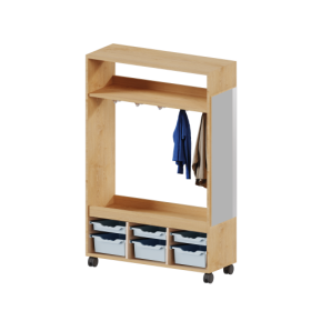 Umkleidewagen in Korpusbauweise B/H/T: 105x160x40 cm, 3 hohe und 3 flache ErgoTray-Boxen, Spiegel, Dreifachhaken Umkleidewagen in Korpusbauweise B/H/T: 105x160x40 cm, 3 hohe und 3 flache ErgoTray-Boxen, Spiegel, Dreifachhaken-image