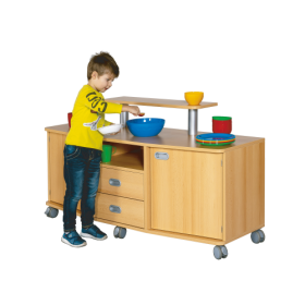 fahrbare Frühstückstheke B/H/T: 152x62/82x50 cm, mit 2 Türen, 2 Schübe fahrbare Frühstückstheke B/H/T: 152x62/82x50 cm, mit 2 Türen, 2 Schübe-image