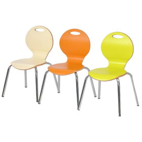 Stuhl IRON, Sitzschale farbig Gestell aus verchromtem Rundrohr, Sitzschale aus Buche-Sperrholz, Oberfläche Farbig, verschiedene Sitzhöhen-image