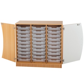 Unterschrank mit Wellentüren, 30 flache ErgoTray Boxen B/H/T: 104,5x99x50 cm-image