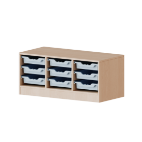 ErgoTray Regal, dreireihig, 1 Ordnerhöhe - evo180 Serie B/H/T: 104,5x46x40 cm, Breite 104,5 cm, Gesamthöhe 46 cm, mit Sockel, 9 flache ErgoTray Boxen ErgoTray Regal, dreireihig, 1 Ordnerhöhe - evo180 Serie B/H/T: 104,5x46x40 cm, Breite 104,5 cm, Gesamthöhe 46 cm, mit Sockel, 9 flache ErgoTray Boxen-image