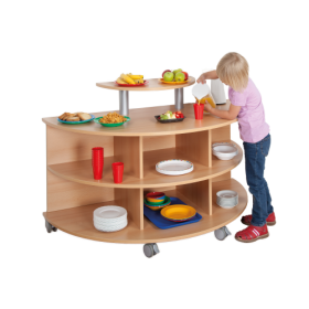 Frühstücksinsel 'Halbkreis' B/H/T: 140x89x70 cm RAL 9006, halbkreisförmiges fahrbares Servierregal-image