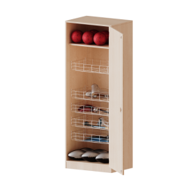 Sportschrank, 5 Ordnerhöhen - Serie evo180 Breite 70,3 cm, Gesamthöhe 190 cm, mit 4 Ballkörben, Tür öffnet rechts oder links, mit Sockel (81 mm)-image