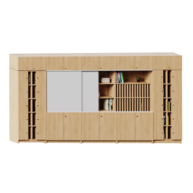 Schrankwand K01 als Beispiel-Kombination Gesamtmaße B/H/T: 460x226x50 cm, 2 Whiteboard Schiebetüren mit Schienensystem vor Schränken und Regalen der EVO-Baureihe Schrankwand K01 als Beispiel-Kombination Gesamtmaße B/H/T: 460x226x50 cm, 2 Whiteboard Schiebetüren mit Schienensystem vor Schränken und Regalen der EVO-Baureihe-image