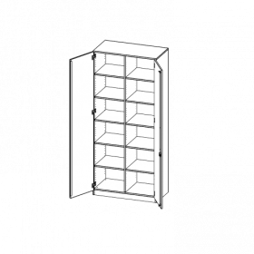 Schrank, 6 Ordnerhöhen - Serie evo180 B/H/T: 100x226x60 cm, 2 Türen, abschließbar, mit Mittelwand, mit Sockel (81 mm)-image