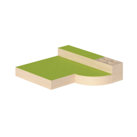 Podestanlage 8, 4teilig, mit Linoleum-Deckplatten B/H/T: 220x24/46x190 cm, mit Bücher- und Baupodestkiste, 3 weitere Podestelemente in 2 verschiedenen Höhen-image