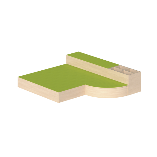 Podestanlage 8, 4teilig, mit Linoleum-Deckplatten B/H/T: 220x24/46x190 cm, mit Bücher- und Baupodestkiste, 3 weitere Podestelemente in 2 verschiedenen Höhen-image