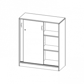 Schiebetürenschrank, 3 Ordnerhöhen - Serie evo180 B/H/T: 100x118x40 cm, abschließbar, mit Mittelwand, mit Sockel (81 mm)-image