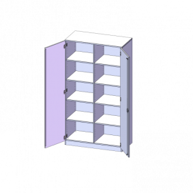 ErgoTray Schrank, zweireihig, 5 Ordnerhöhen - evo180 Serie B/H/T: 104,5x190x50 cm, zweitürig, mit Sockel (81 mm), mit Mittelwand, ohne Boxen-image