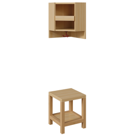Garderoben-Innenecke, für doppelte Ablage B/T: 35x35 cm, Sitzhöhe: 42 cm, 2teilig ohne Stütze, Ablage zur Wandmontage, unter Bank Schuhablage-image
