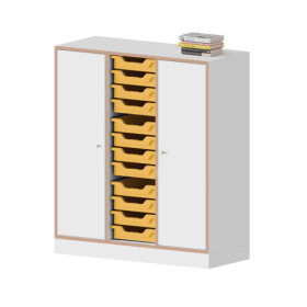 qickly® Schrank, 3 Ordnerhöhen, 2 Türen mit Schloss, 12 kleine Ergo Tray Boxen B/H/T: 104,2x110,5x42,6 cm-image