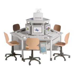 Trapeztisch mit Blende und Kabeldurchlass H: 72 cm; Breite und Tiefe wählbar Trapeztisch mit Blende und Kabeldurchlass H: 72 cm; Breite und Tiefe wählbar-image