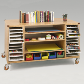 Bastelwagen mit 24 DIN-A4 Schubladen, 3 Einlegeböden, 5 kleinen Materialboxen B/H/T: 130x82x40 cm-image