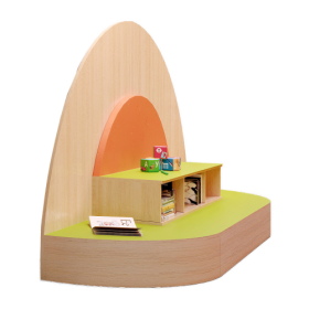 Podestanlage Lesestrecke B/H/T: 290x169x72 cm, Podeste mit Bücherregal und Viertelkreispodeste, mit Rückwänden-image