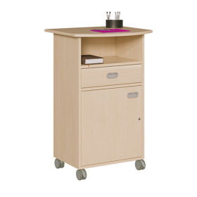 Korpus-Stehpult fahrbar, B/H/T: 66 x 110 x 60 cm, mit gerundeter Oberplatte, mit Fach und Schub, 1 Tür, wählbare Anschlagrichtung Korpus-Stehpult fahrbar, B/H/T: 66 x 110 x 60 cm, mit gerundeter Oberplatte, mit Fach und Schub, 1 Tür, wählbare Anschlagrichtung-image