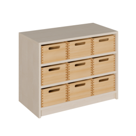 Korpus-Regal mit Materialkästen B/H/T: 78x60x40 cm mit 9 Massivholz-Kästen (ohne Sichtfenster)-image