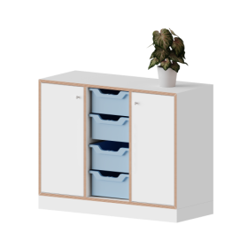 qickly® Schrank, 2 Ordnerhöhen, 2 Türen mit Schloss, 4 große Ergo Tray Boxen B/H/T: 104,2x74,3x42,6 cm-image