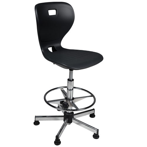Ergostar Counter Drehstuhl Schulstuhl 2.0 mit Chromfußring Sitzschalenfarbe wählbar, Höhenverstellbar-image