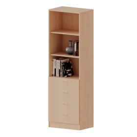 Schubladen - Kombischrank, 5 Ordnerhöhen - Serie evo180 Breite 60 cm, Gesamthöhe 190 cm, 4 Schubladen unten, oben 3 offene Fächer, mit Sockel (81 mm)-image