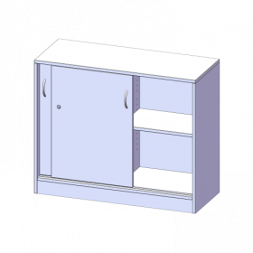 Schiebetürenschrank, 2 Ordnerhöhen - Serie evo180 B/H/T: 100x82x40 cm, abschließbar, mit Mittelwand, mit Sockel (81 mm)-image