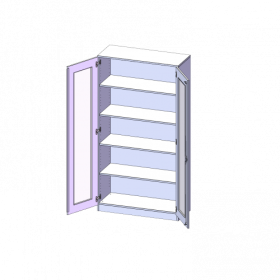 Schrank mit verglasten Türen, 5 Ordnerhöhen - Serie evo180 B/H/T: 100x190x40 cm, Türen mit Glaseinsatz, Vollausschnitt, abschließbar, mit Sockel (81 mm)-image