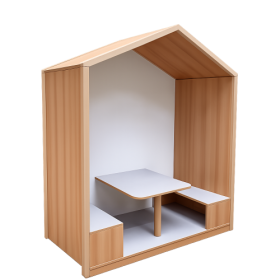 Lernhaus mit Sitzgruppe und Tisch B/H/T: 160x196,5x80 cm, Rückzugshaus mit Tisch und 2 Bänken,  mit Linoleumbeschichtungen, Tisch- und Sitzhöhe in verschiedenen Maßen-image