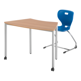 Tisch 1/8 Kreis; Vollkernplatte, Innendurchmesser: 160 cm fahrbar, Höhe: 64 cm, Tischplattenfarbe wählbar-image