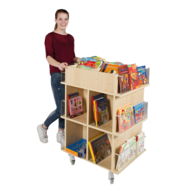 Präsentationswagen für Bücher, mit 18 Fächern B/H/T: 73x105x60 cm, Blenden aus Plexiglas-image