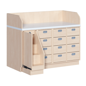 Wickelkommode, vierreihig B/H: 143x113 cm, Ausziehbarer Aufstieg, 12 Schübe-image