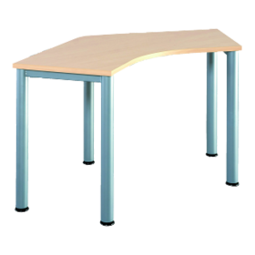 Freiformtisch "Bumerang" B/H/T: 133x72-86x81 cm, Stahlzargengestell mit Stahlrohr-Füßen Ø 60, melaminharzbeschichtete Tischplatte-image