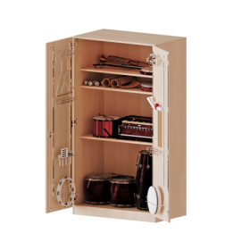 Musikschrank, 5 Ordnerhöhen - Serie evo180 B/H/T: 104,5x190x60 cm, Türen mit Instrumentenhalterungen, mit Sockel (81 mm)-image