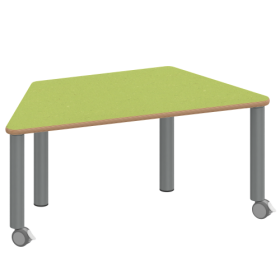 Tisch ZALOTTI mit Linoleum-Belag Trapez-Tische, Maße B/T: 140x70 bzw. 120x60 cm, Höhen 25…76 cm, Stahlrohrbeine Ø 60 mm, Fußvariante: fahrbar-image