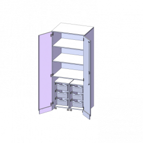 Garagenschrank ohne Sockel, 5 Ordnerhöhen - Serie evo180 B/H/T: 80x190x60 cm, 2 Container mit je 3 hohen ErgoTray Boxen-image