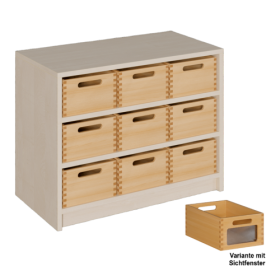 Korpus-Regal mit Materialkästen B/H/T: 78x60x40 cm mit 9 Massivholz-Kästen mit Sichtfenster-image