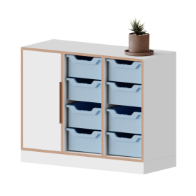 qickly® Schrank, 2 Ordnerhöhen, 1 Tür, 8 große Ergo Tray Boxen B/H/T: 104,2x74,3x42,6 cm-image