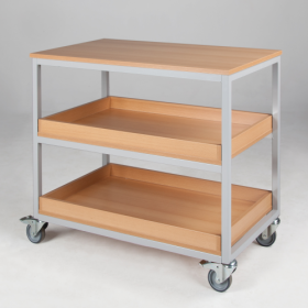 Vorbereitungswagen mit 3 Ablageböden, 2 mit Aufkantung, fahrbar B/H/T: 100x90x60 cm-image