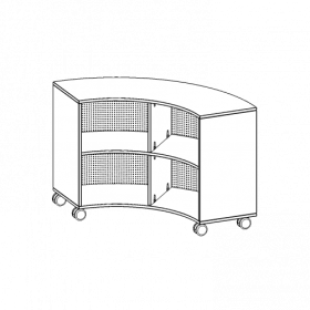 Fahrbares Viertelkreisregal, 2 Ordnerhöhen - Serie evo180 B/H/T: 139,6x82x40 cm, Rückwand aus Lochblech-image