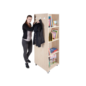 Bücherturm mit offenen Fächern B/H/T: 52x165x64 cm, fahrbar, doppelseitig, 1 Seitenwand-Prospekthalter (6 Fächer)-image