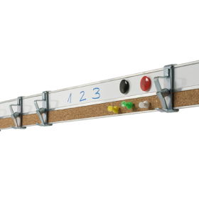 Kombinierte Bilderklemmleiste Kork/Stahl Bilderleiste mit 3 Papierklemmen pro Meter, Oberfläche kombiniert Kork & Stahl weiss Kombinierte Bilderklemmleiste Kork/Stahl Bilderleiste mit 3 Papierklemmen pro Meter, Oberfläche kombiniert Kork & Stahl weiss-image