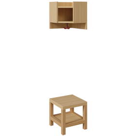 Garderoben-Innenecke, für einfache Ablage B/T: 35x35 cm, Sitzhöhe: 42 cm, 2teilig ohne Stütze, Ablage zur Wandmontage, unter Bank Schuhablage-image