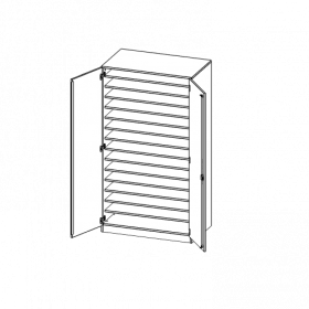 Bastelschrank, 5 Ordnerhöhen - Serie evo180 B/H/T: 104,5x190x60 cm, 2-türiger Schrank mit 15 Fächern, mit Sockel (81 mm)-image